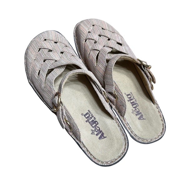 Alegria Freesia Women Size 39 9 Pink Gold Striped Comfort Clogs Mules - Picture 5 of 9